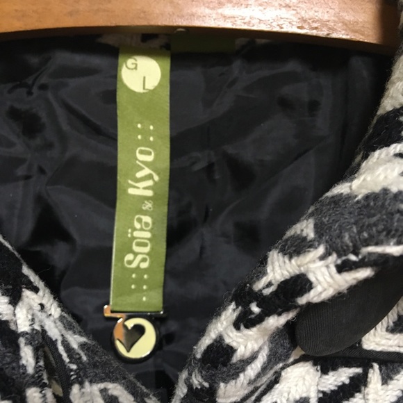 Soia Kyo Houndstooth Wool Lined Car Coat L - Picture 3 of 6